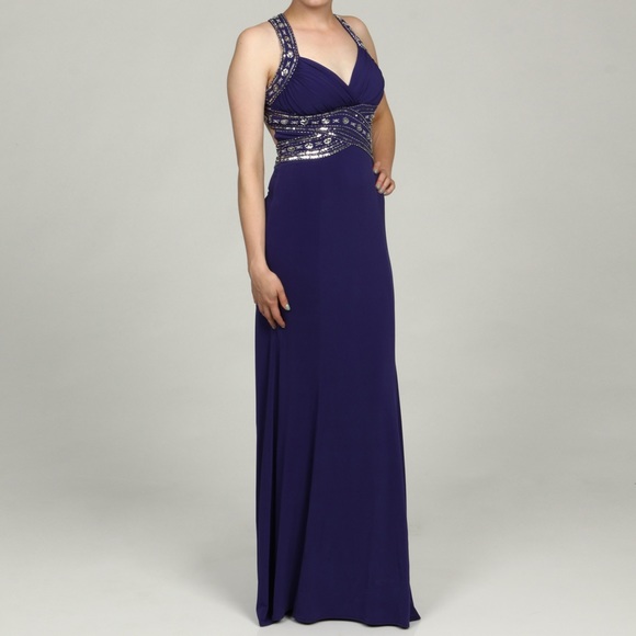 Adrianna Papell Beaded Criss-cross Spray Back 👗 - Picture 2 of 8